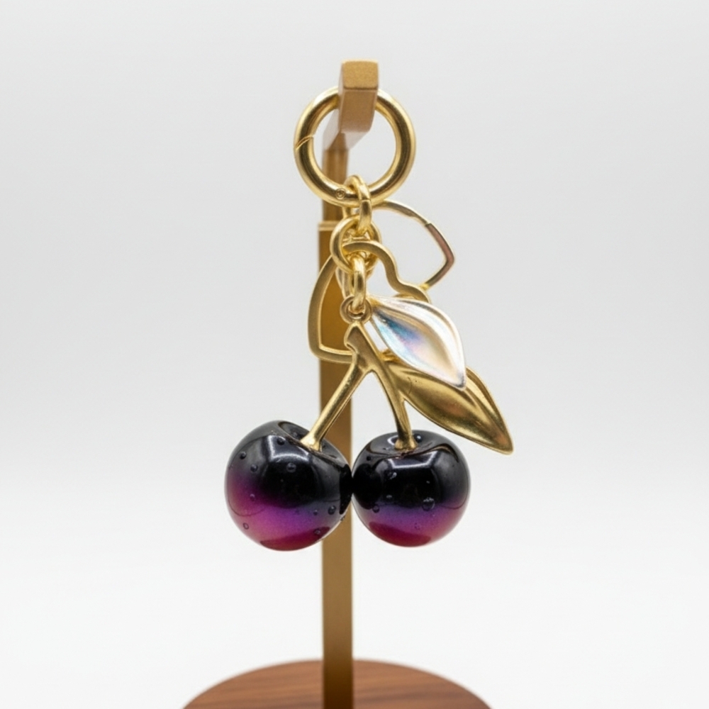 Gold and Black Cherry Keychain